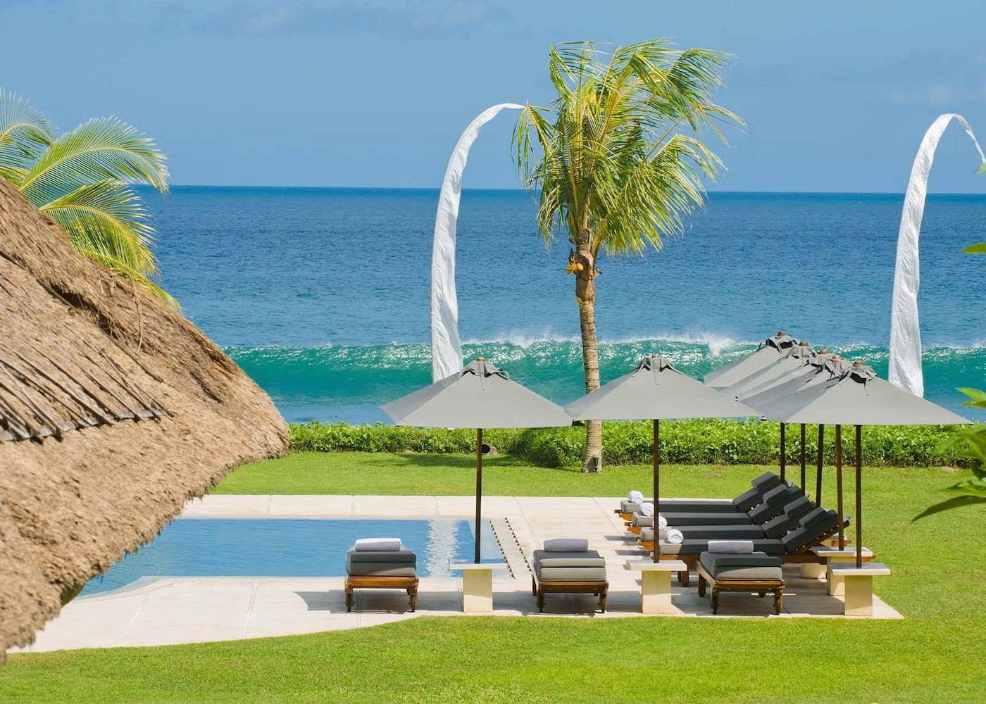 the pool area at Villa Atas Ombak - one of the best private villas in Seminyak, Bali, Indonesia