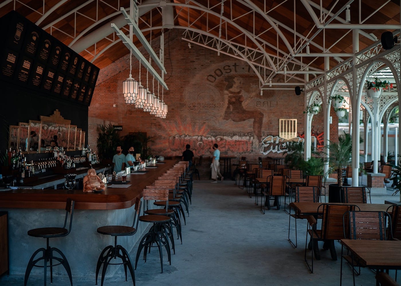 The bar area at Shotgun Social restaurant in Sanur, Bali