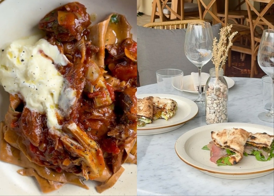 Selection of food and pasta at AMA By Ours Greek restaurant in Uluwatu Bali indonesia