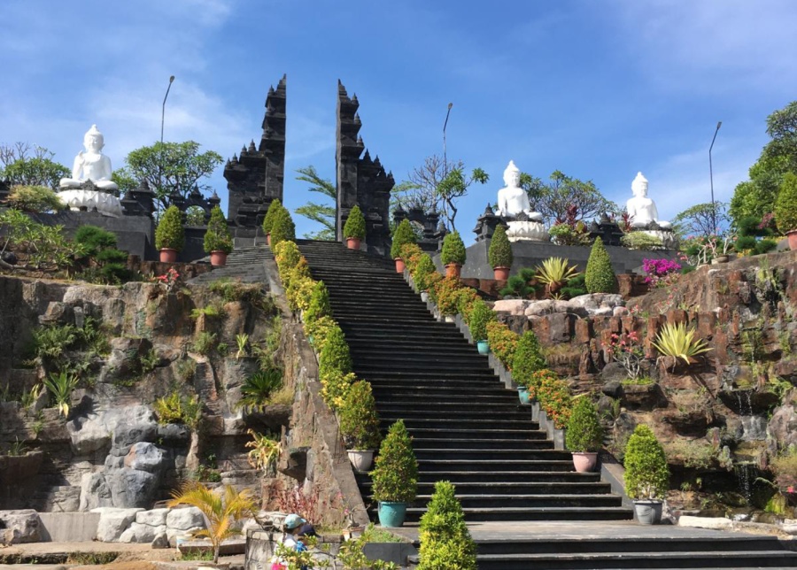 The steps going up to Brahmavihara Arama buddhist monestary near Lovina in North Bali
