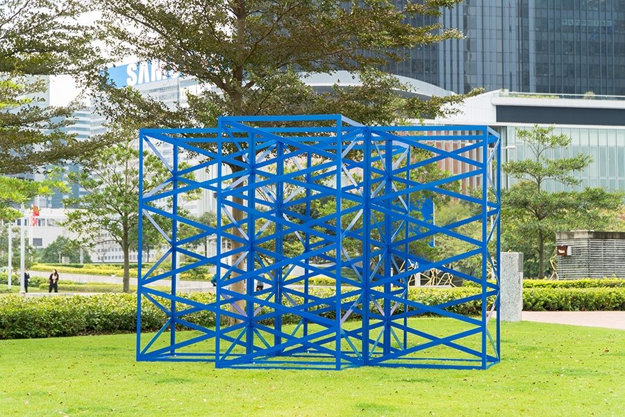Harbour Arts Sculpture Park Hong Kong Blue Rasheed Araeen