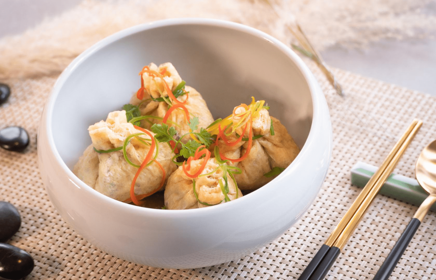 a bowl of Tofu Skin Pocket