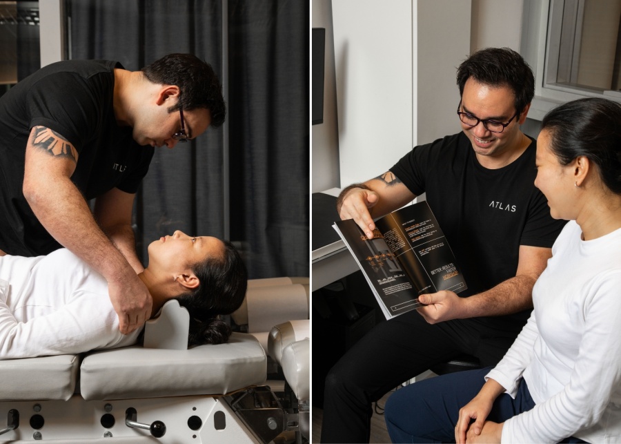 Atlas Chiropractor - Dr William Moss assisting a patient