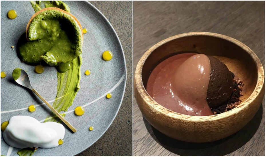 Shades of Green (left) from 2am:dessert bar and buah keluak ice cream (right) from Candlenut