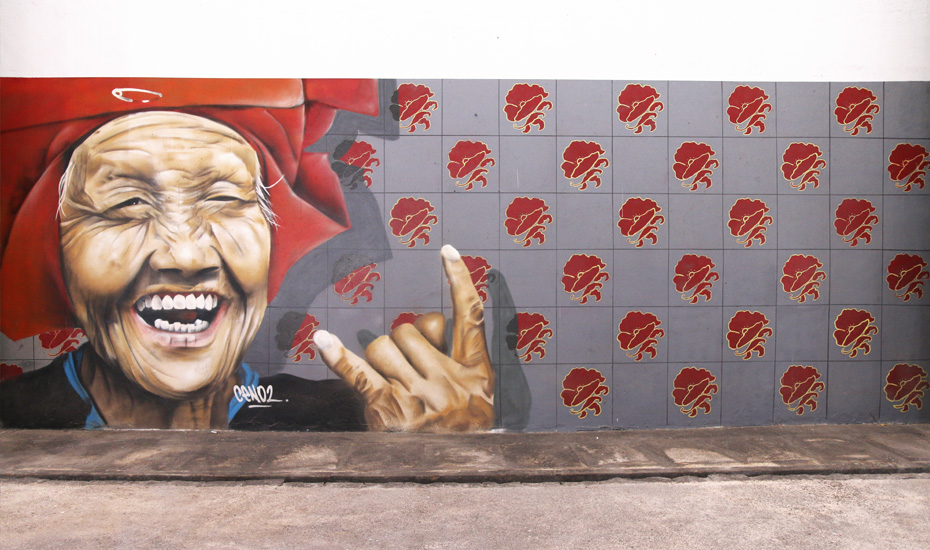 Mural at Amoy Street Food Centre