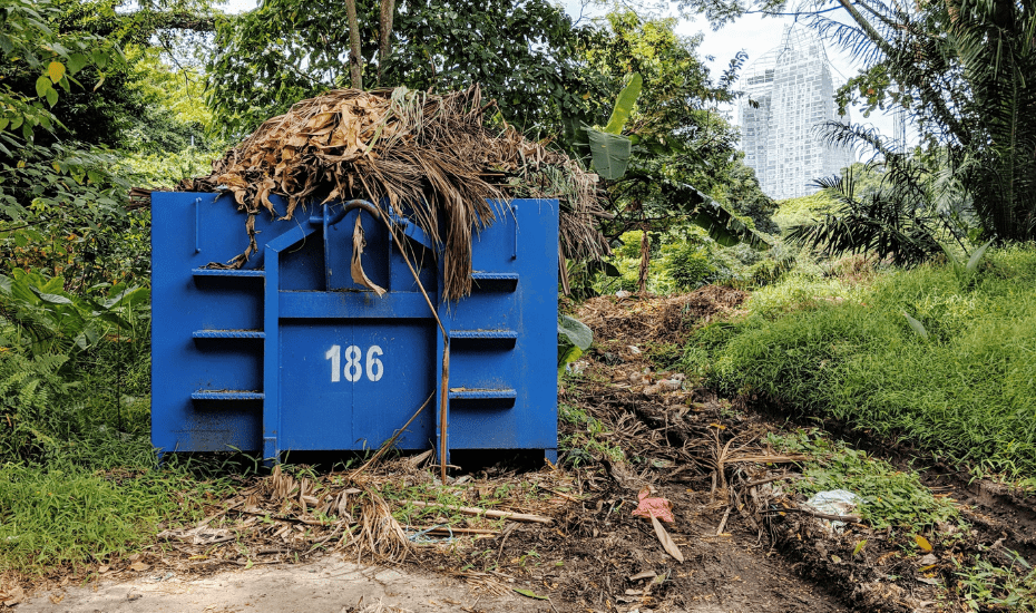 blue dumpster | Follow our hike to the abandoned Keppel Hill Reservoir