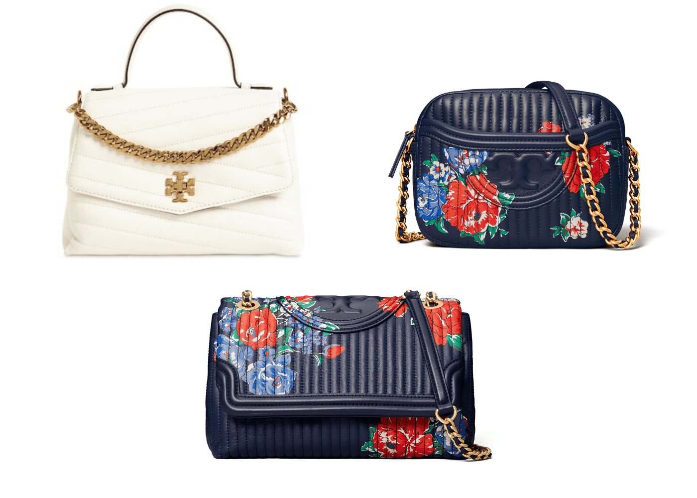 Spring Summer 2020 designer bags to shop online: Tory Burch Kira and Fleming