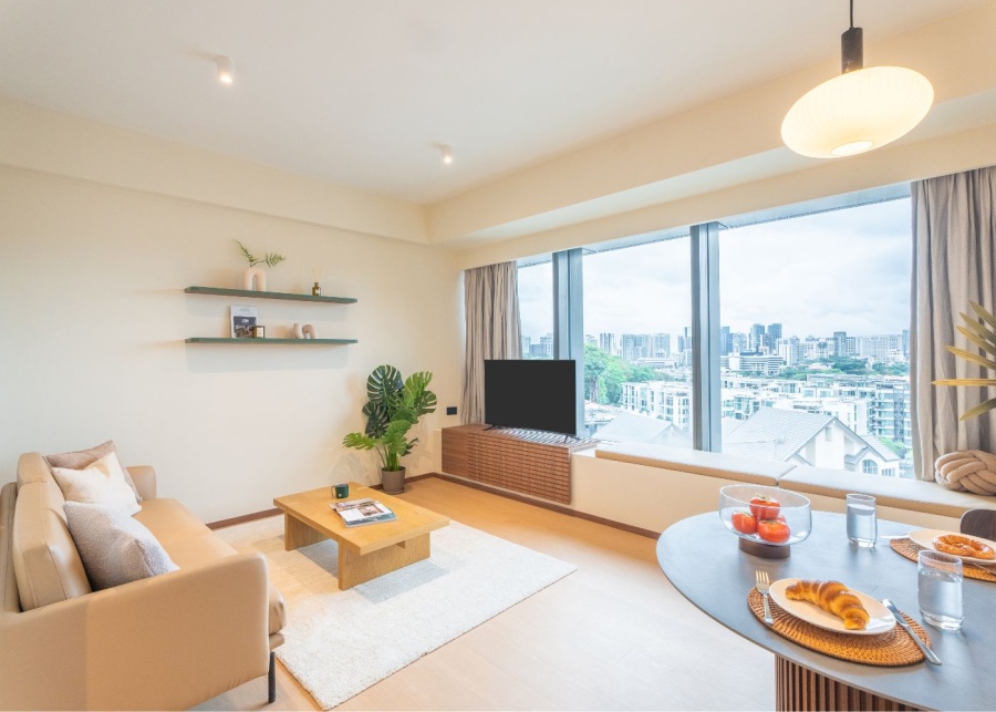Best serviced apartments in Singapore - Weave Suites Hillside living area