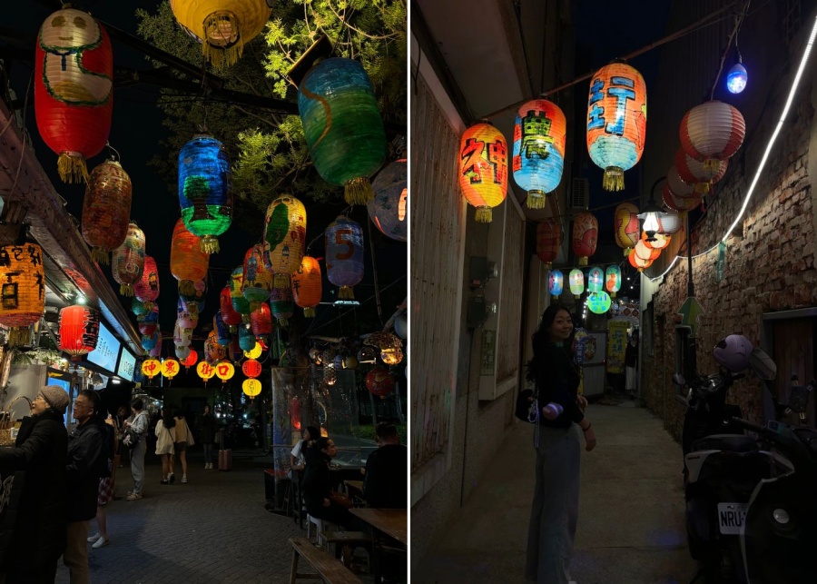 Tainan attractions - Shennong Street lantern display at night