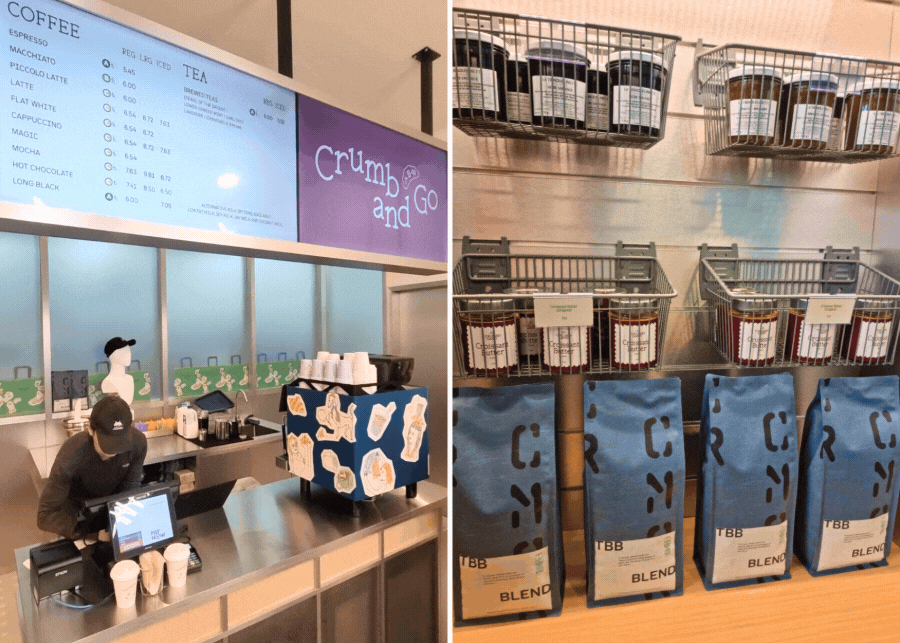 Coffee bar, croissant butters, and coffee beans | Crumb & Go